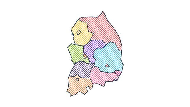 Cartoon Style Child Marker Map of South Korea - Animated Geography Motion Graphics