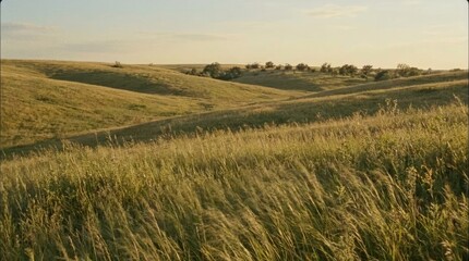 Obraz premium Serene Rolling Hills and Lush Green Fields Landscape