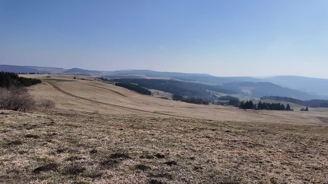 Spring Landscape Panorama From Wasserkuppe Mountain In Hessen