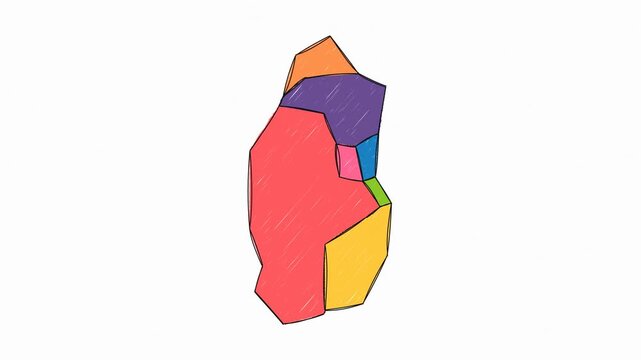 Premium Hand-Drawn Artistic Map with Solid Fills of Qatar - Animated Geography Motion Graphics