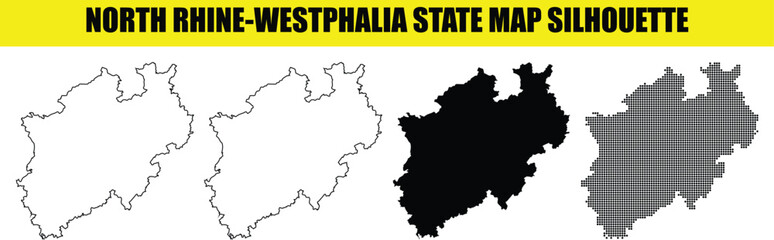 Obraz premium North rhine-westphalia state map silhouette set. collection of four different maps of north rhine-westphalia, germany.