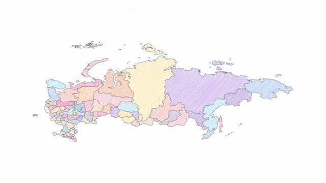 Pencil Sketch Hand-Drawn Map of Russia - Animated Geography Motion Graphics