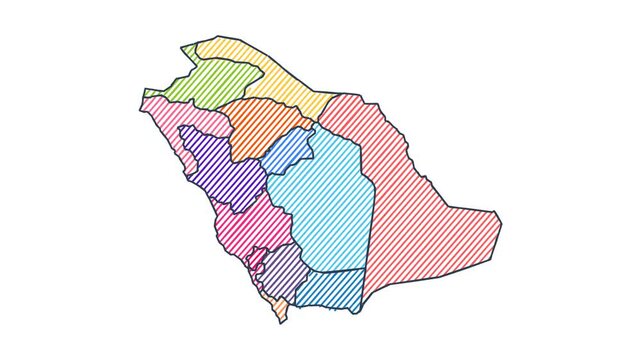 Cartoon Style Child Marker Map of Saudi Arabia - Animated Geography Motion Graphics