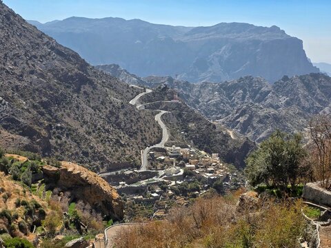 mountain village in the canyon in Oman 