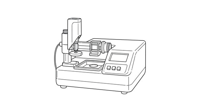 Industrial machine with control panel.