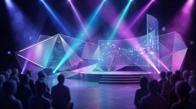 stage spotlight on stage with spotlight Virtual Conference Stage Background for Online Event and Webinar Production 2026