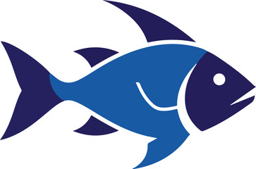 Fototapeta premium Blue fish logo icon vector illustration isolated on white