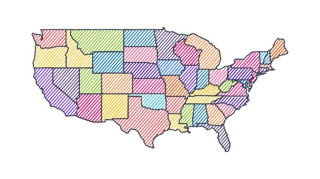 Cartoon Style Child Marker Map of United States - Animated Geography Motion Graphics