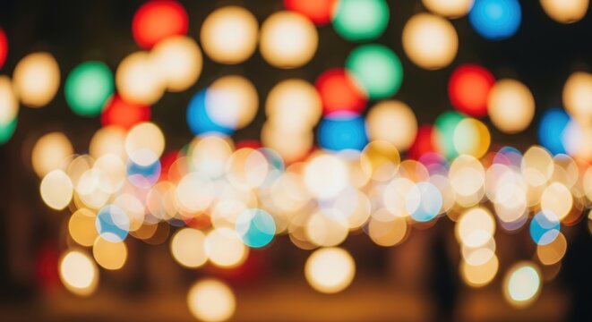 Vibrant Bokeh Lights Abstract Background with Colorful Defocused Circles.
