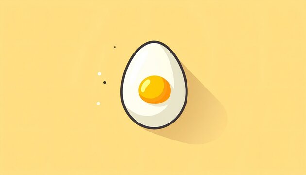 soft boiled egg with runny yolk on warm pastel background breakfast concept