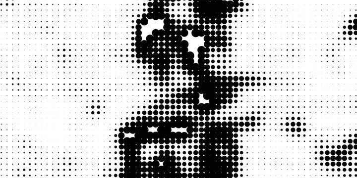 Black and white squared pixels. Abstract glitchy 8 bit video game backdrop. Vector comic bitmap dither screen tone overlay