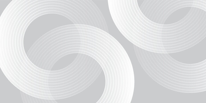 Abstract white glowing geometric lines on gray background. Modern shiny blue circle lines pattern. Futuristic technology concept. Suit for cover, poster,