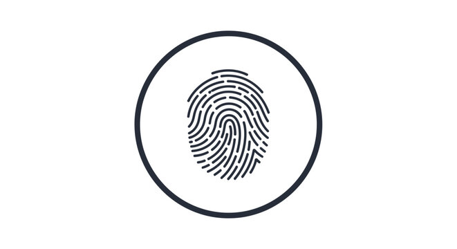 Unique digital biometric thumbprint vector illustration of a human fingerprint pattern on a white background for forensic identity and criminal security identification