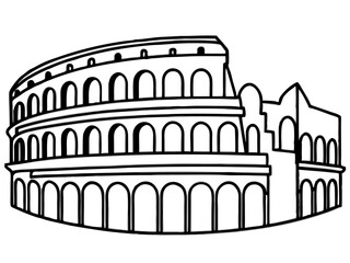Naklejka premium Ancient roman colosseum building line art illustration