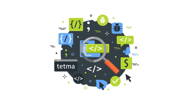 Software Development and Code Debugging Illustration - Programming, Bug Fixing, and Quality Assurance Concept