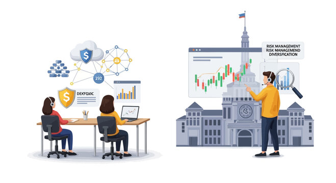 Financial technology illustration risk management data security and analysis