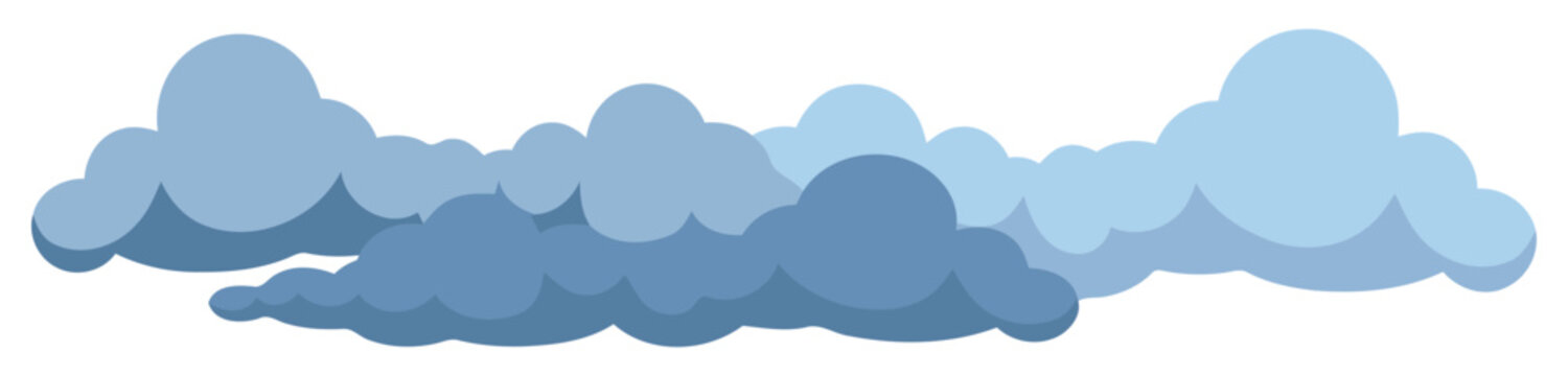Cloud layered horizontal sky banner with soft flat vector illustration style