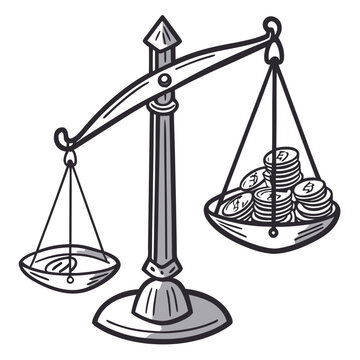 a vector illustration of a balance scale with coins depicting imbalance and inequality on a white background high quality professional detailed modern elegant stylish clean crisp