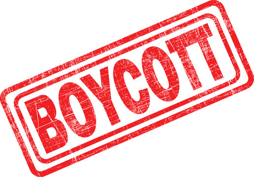 Red boycott stamp on white background