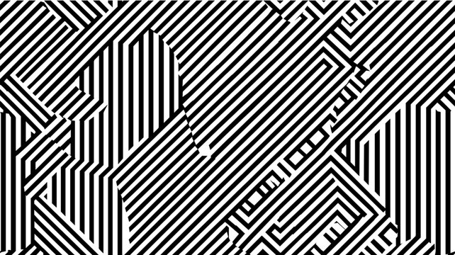 Abstract black and white geometric lines seamless pattern. Abstract graphic pattern featuring black and white lines creating a seamless geometric background