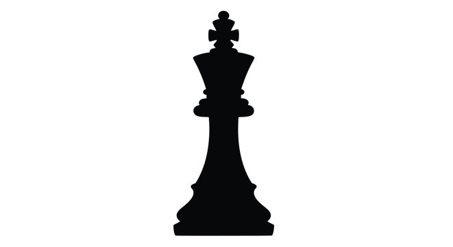 Black chess king piece isolated on a white background detailed silhouette high quality professional modern elegant stylish clean crisp vibrant colorful