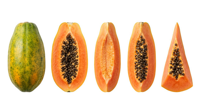 Papaya slices set isolated on transparent background png