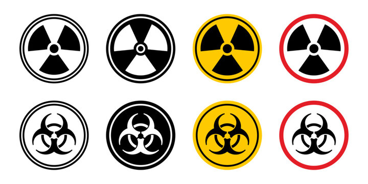 Radioactive icon set. Collection of radioactive and biohazard symbols in various styles. vector illustration on white background