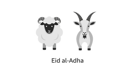 Fototapeta premium Sheep and goat standing side by side.