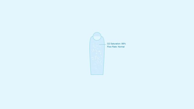 Body oxygen flow vector outline with rising particles animation