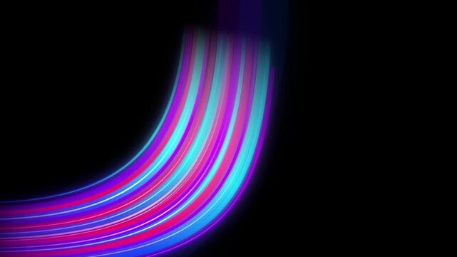 Light streaks curve gracefully across a deep black background to create a sense of dynamic motion and futuristic energy suitable for modern digital design projects that require a minimalist aesthetic.