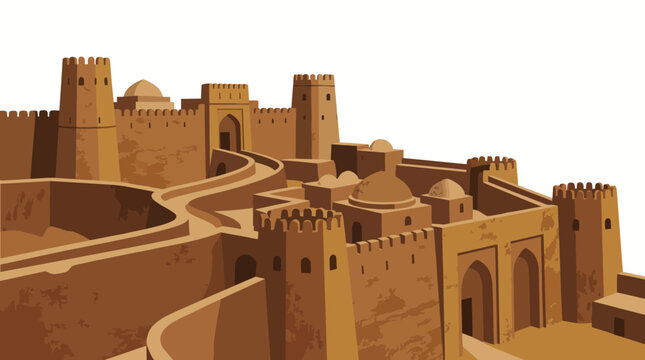 Brown Clay Fortress Model Architecture.