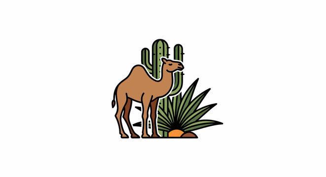 Brown Deer Standing Next to Cactus.
