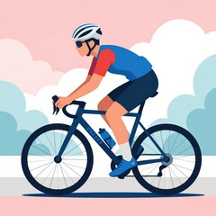 Naklejka premium Cyclist Riding Bicycle Outdoors in Bright Weather