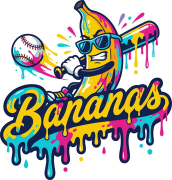 Savannah Banana Svg, Dripping Banana Baseball Player SVG
