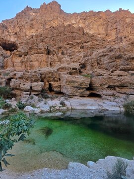 river and rocks in wadi shab in Oman 