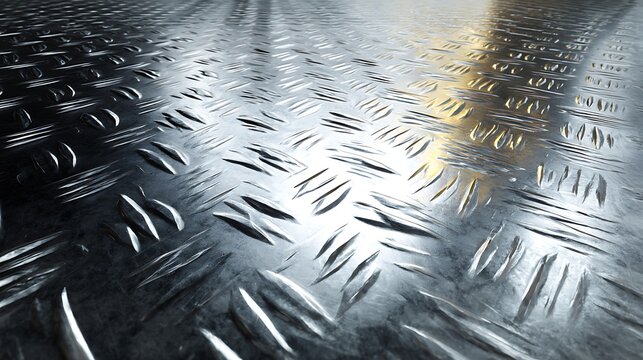 Shiny industrial metal diamond plate steel texture background.