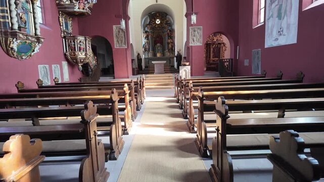 Interior Of Ancient St Peter's Church In Petersberg Germany