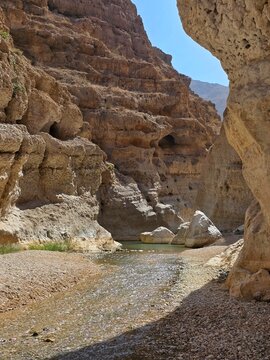 rock formations in wadi shab in Oman 