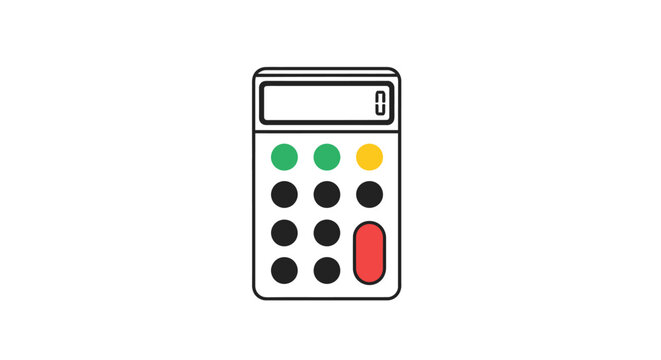 Calculator device with buttons and screen.