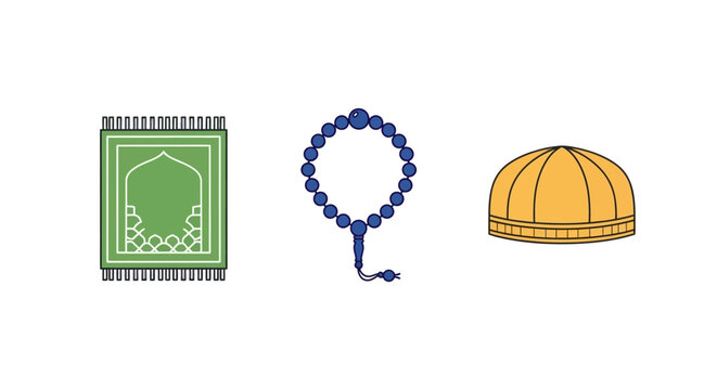 Islamic prayer beads and cap.
