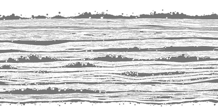 Black and white abstract texture, layered horizontal lines, rough wood grain pattern, high contrast, minimalist background design vector.