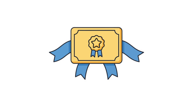 Golden Award Ribbon Badge Icon.