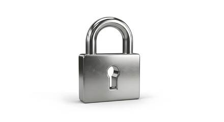 Naklejka premium silver padlock isolated on white background