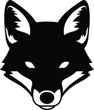 Black fox head silhouette vector illustration
