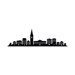 Obraz premium City skyline silhouette against a white background urban landscape illustration