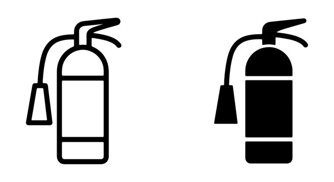 Vector illustration of black and white fire extinguishers