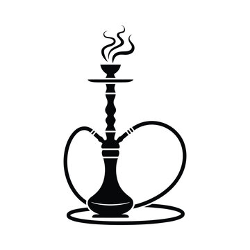 Hookah silhouette with smoke black vector illustration on white background