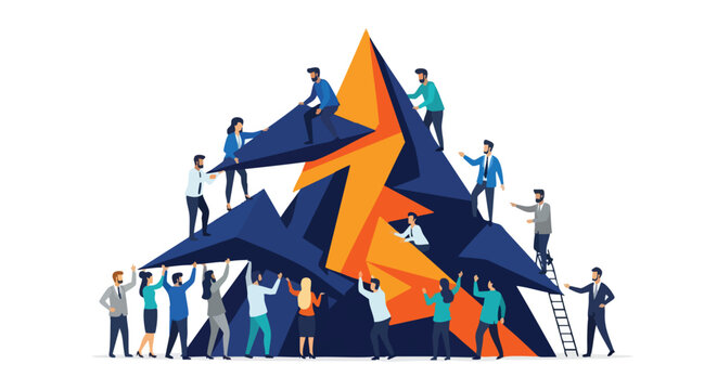 Diverse agile team collaborating to build a solid strategic foundation and achieve corporate growth targets in a modern enterprise environment