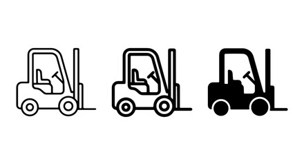 Naklejka premium Forklift icons in line style with black silhouette