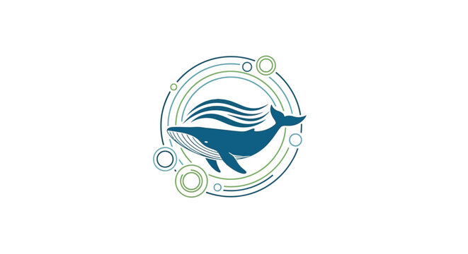 Blue Whale Inside A Circle Logo.